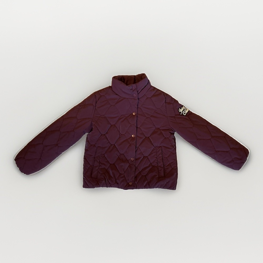 Juicy Couture Girls Quilted Puffer Jacket Burgundy Size M (10/12) Y2K Streetwear